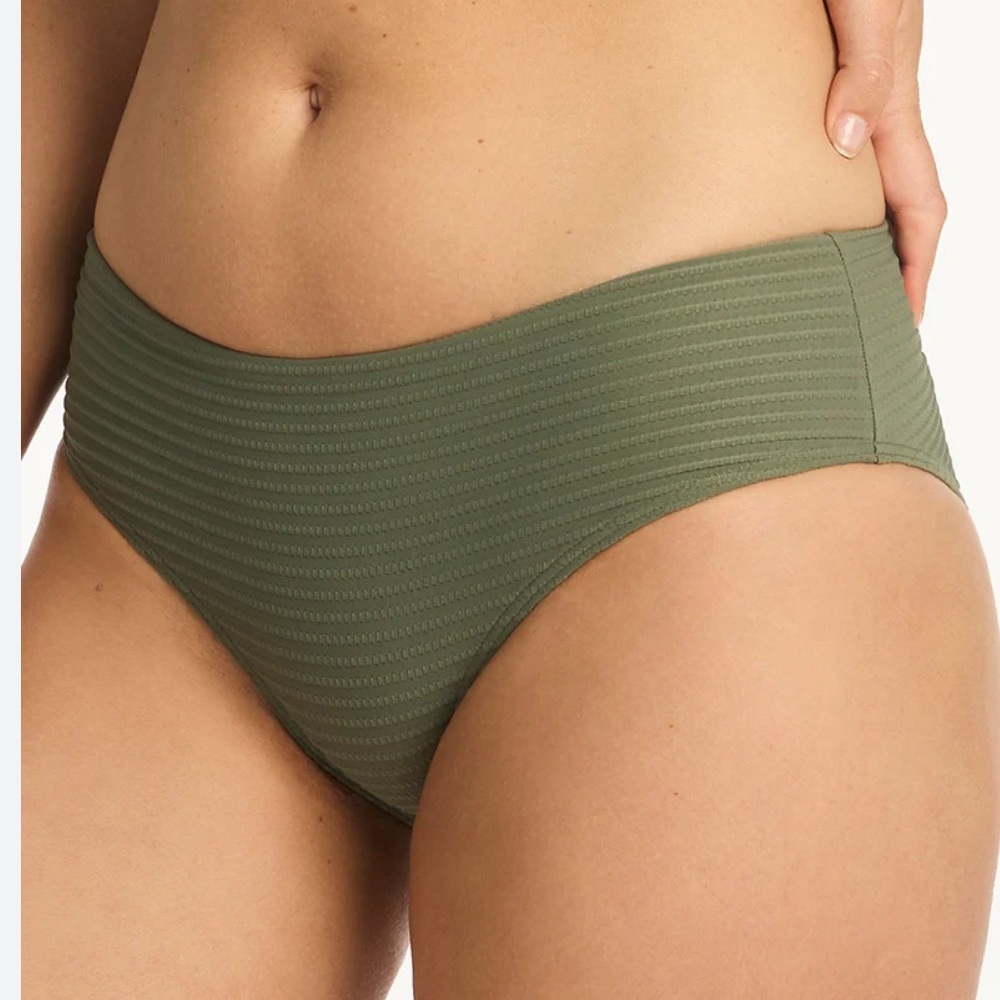 NWT Sea Level Swim Womens Spinnaker Mid Bikini Bottom, Green, Size 10